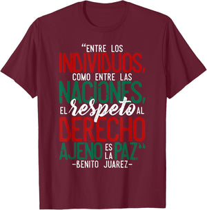 Benito Juarez Mexican Flag Mexico Pride T-Shirt - T-Shirt | Maroon