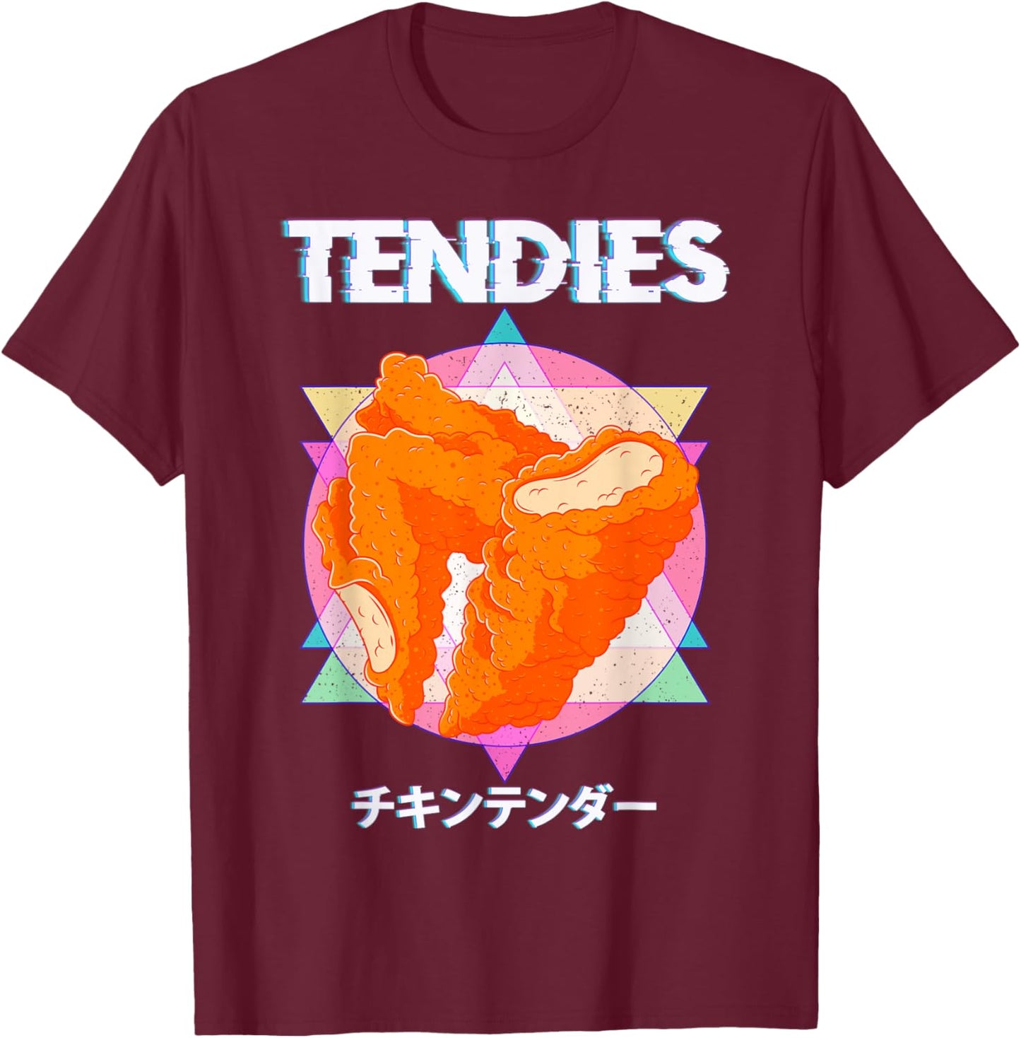 Vaporwave Tendies Chicken Tenders Japanese Kanji Pastel Goth T-Shirt - T-Shirt | Maroon