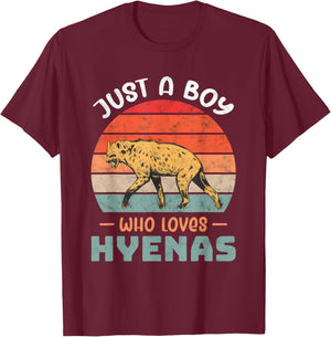 Just a Boy who loves Hyenas Safari animal Hyena T-Shirt - T-Shirt | Maroon
