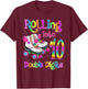10 Years Old Birthday Girl Rolling Into 10th Double Digits T-Shirt - T-Shirt | Maroon