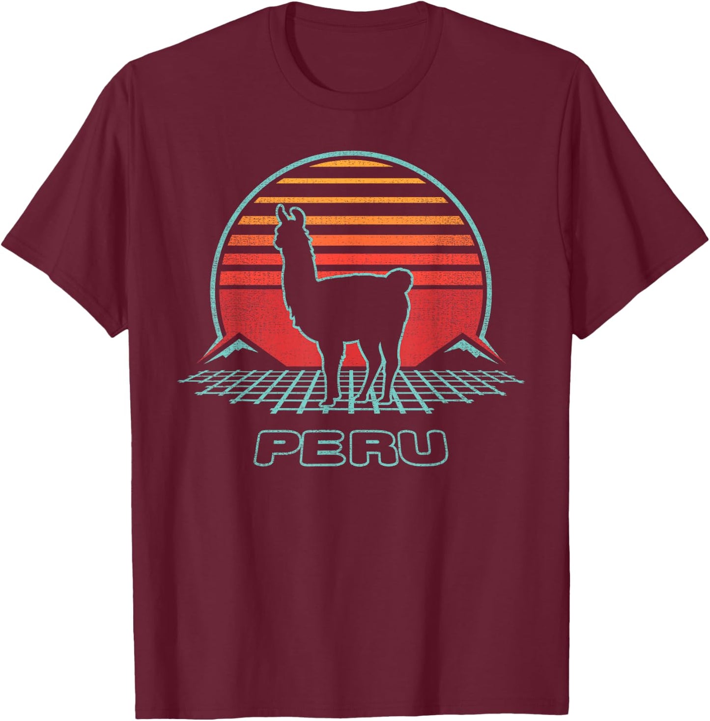 Peru Retro Vintage 80s Style T-Shirt - T-Shirt | Maroon