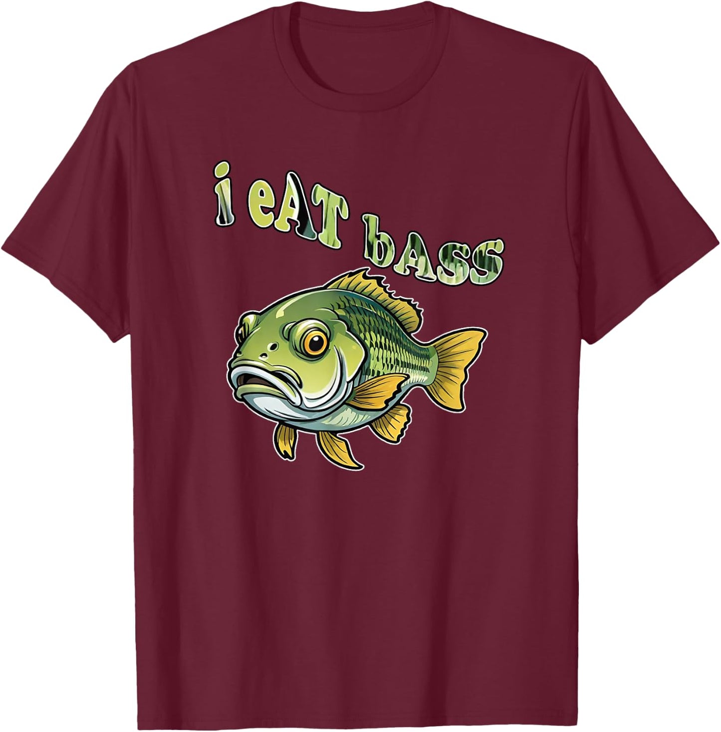 I Eat Bass, Funny Fish Bass, By Yoraytees T-Shirt - T-Shirt | Maroon