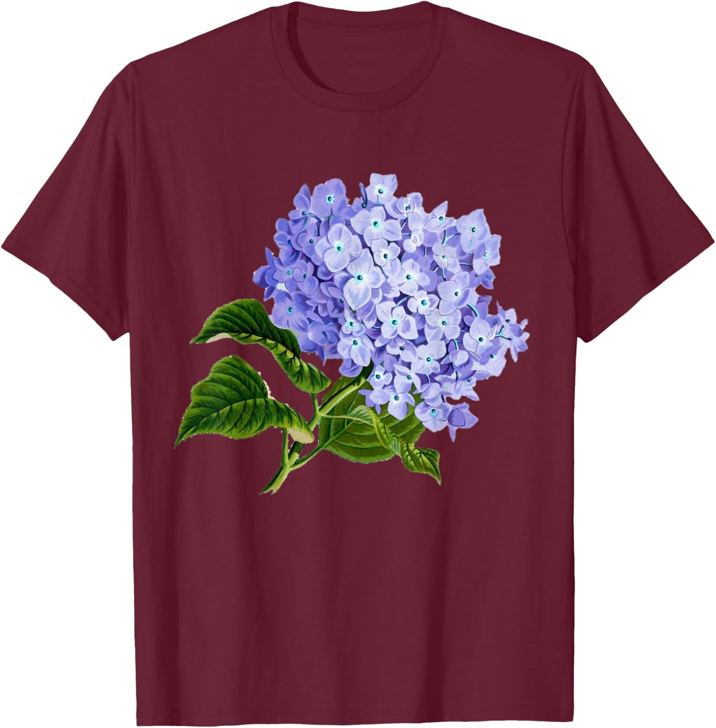 Vintage Purple Hydrangea Flowers Retro Gardener Art T-Shirt - T-Shirt | Maroon
