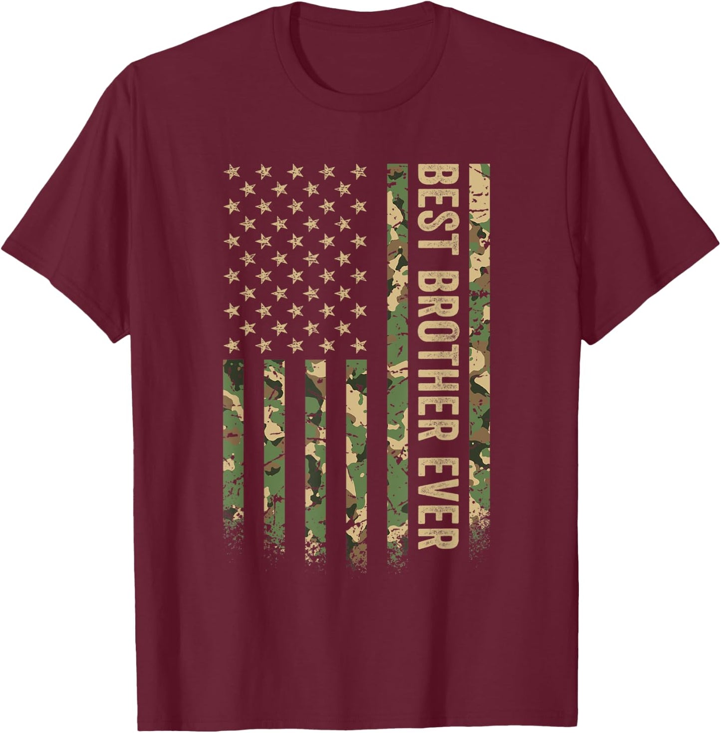 Best Brother Ever American Flag Camo Veteran Patriotic for Kids Men T-Shirt - T-Shirt | Maroon