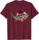 Christmas Tuna Fish Funny Fishing Santa Hat Lights T-Shirt - T-Shirt | Maroon