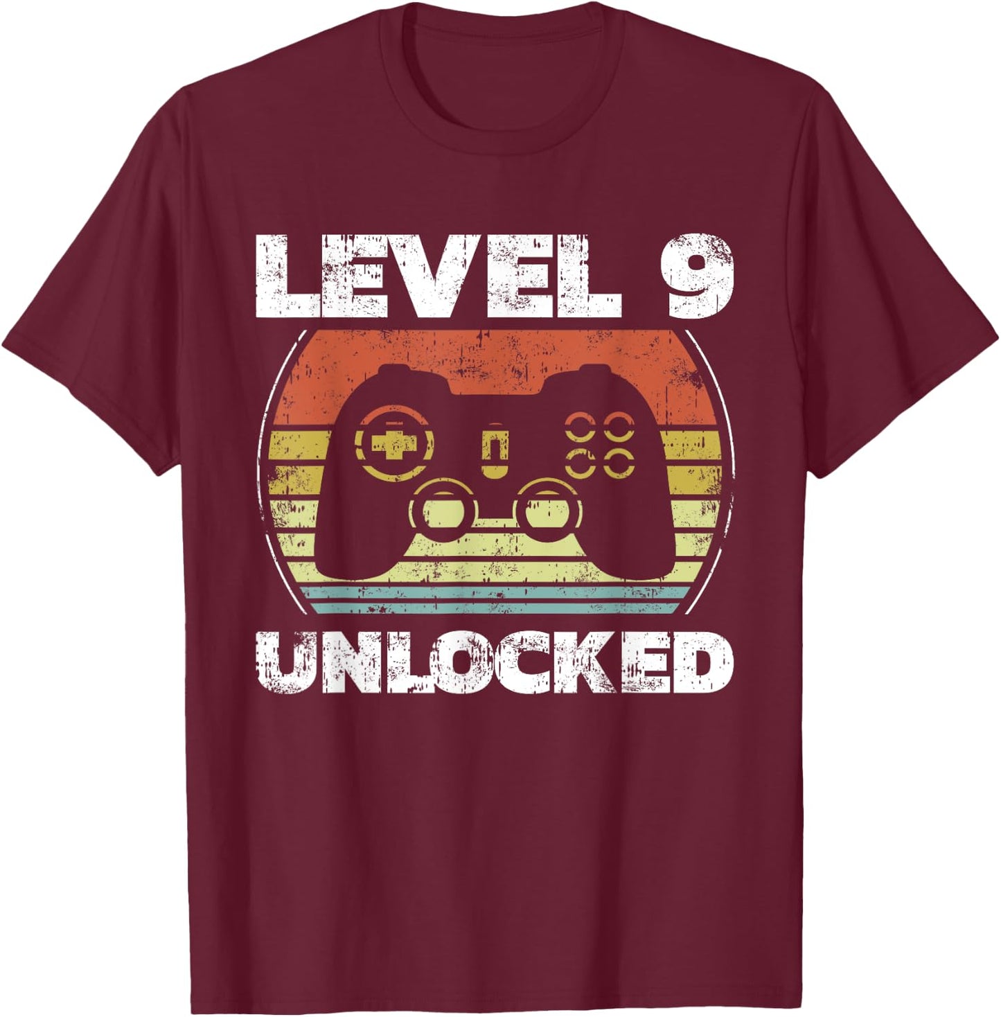 Level 9 Unlocked Funny Video Gamer 9th Birthday T-Shirt - T-Shirt | Maroon