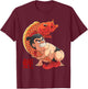 Fighting the Giant Carp Japanese Sumo Wrestler T-Shirt - T-Shirt | Maroon