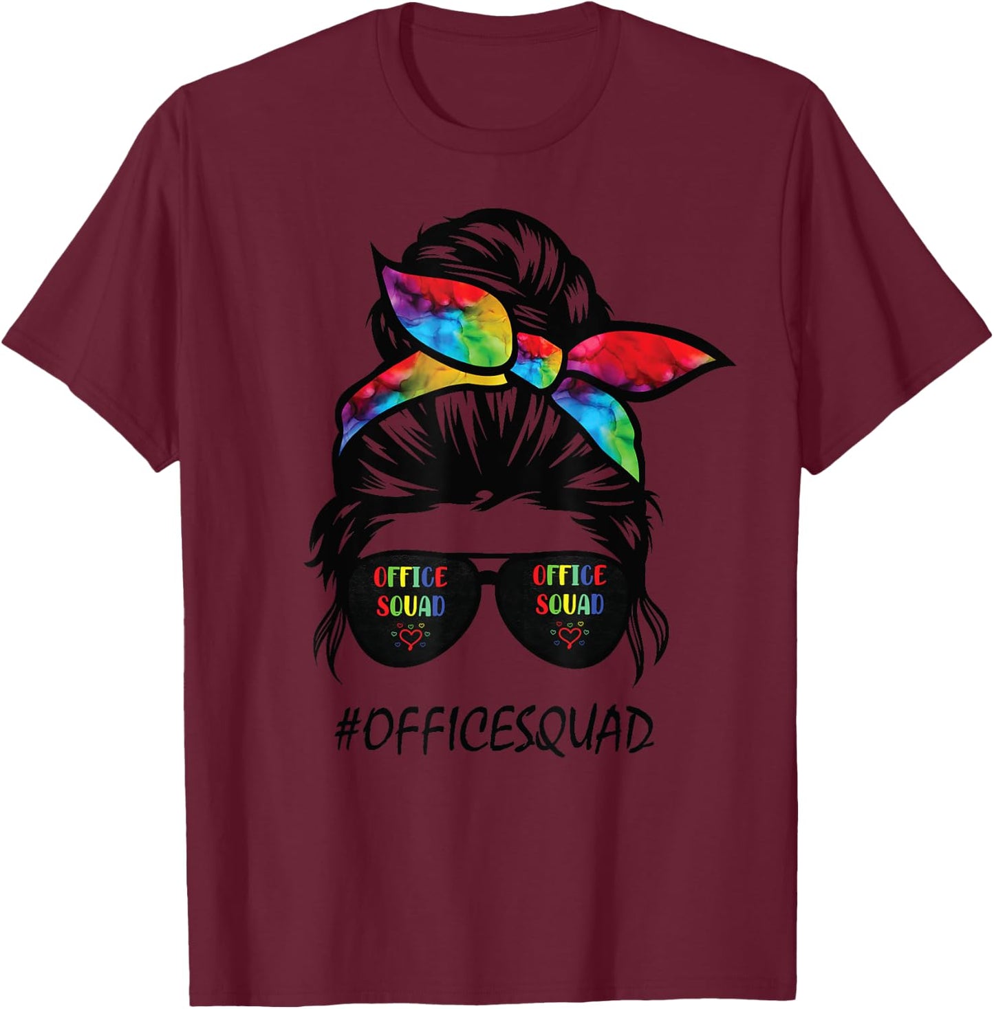 Office Squad life messy bun hair Administrative Assistant T-Shirt - T-Shirt | Maroon