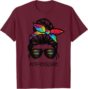 Office Squad life messy bun hair Administrative Assistant T-Shirt - T-Shirt | Maroon