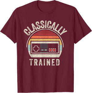 Retro Vintage Classically Trained Video Game Adult T-Shirt - T-Shirt | Maroon