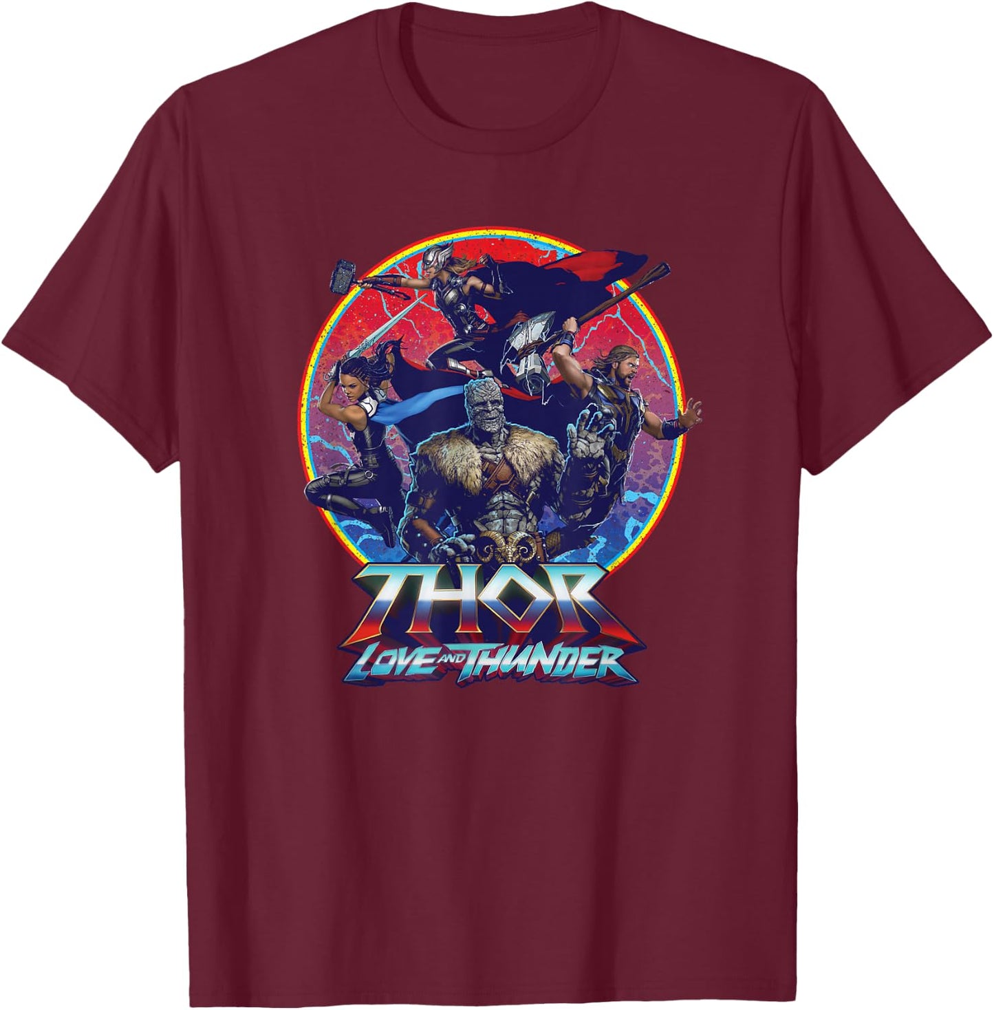 Marvel Thor: Love and Thunder Character Badge T-Shirt - T-Shirt | Maroon