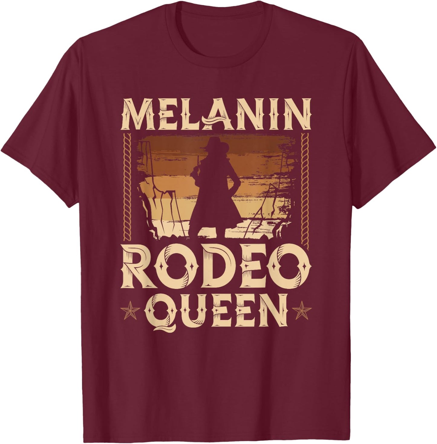 Melanin Rodeo Queen Country African American Cowgirl T-Shirt - T-Shirt | Maroon
