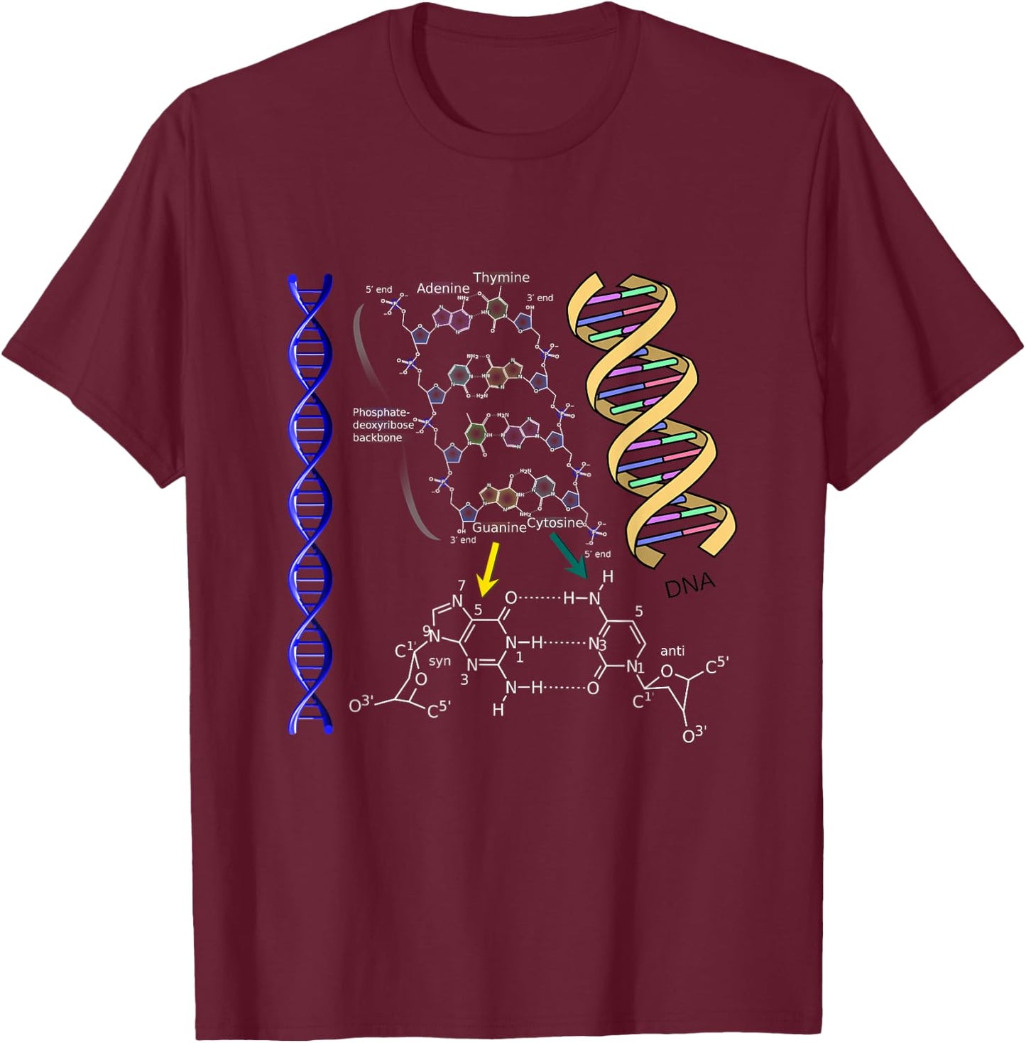 DNA Double Helix Chemical Formula Molecules Science Lovers T-Shirt - T-Shirt | Maroon