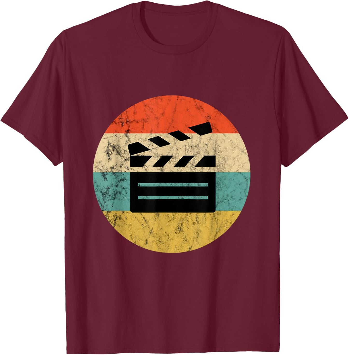 Filmmaker Clapboard Film Director Lover Retro Vintage Sunset T-Shirt - T-Shirt | Maroon
