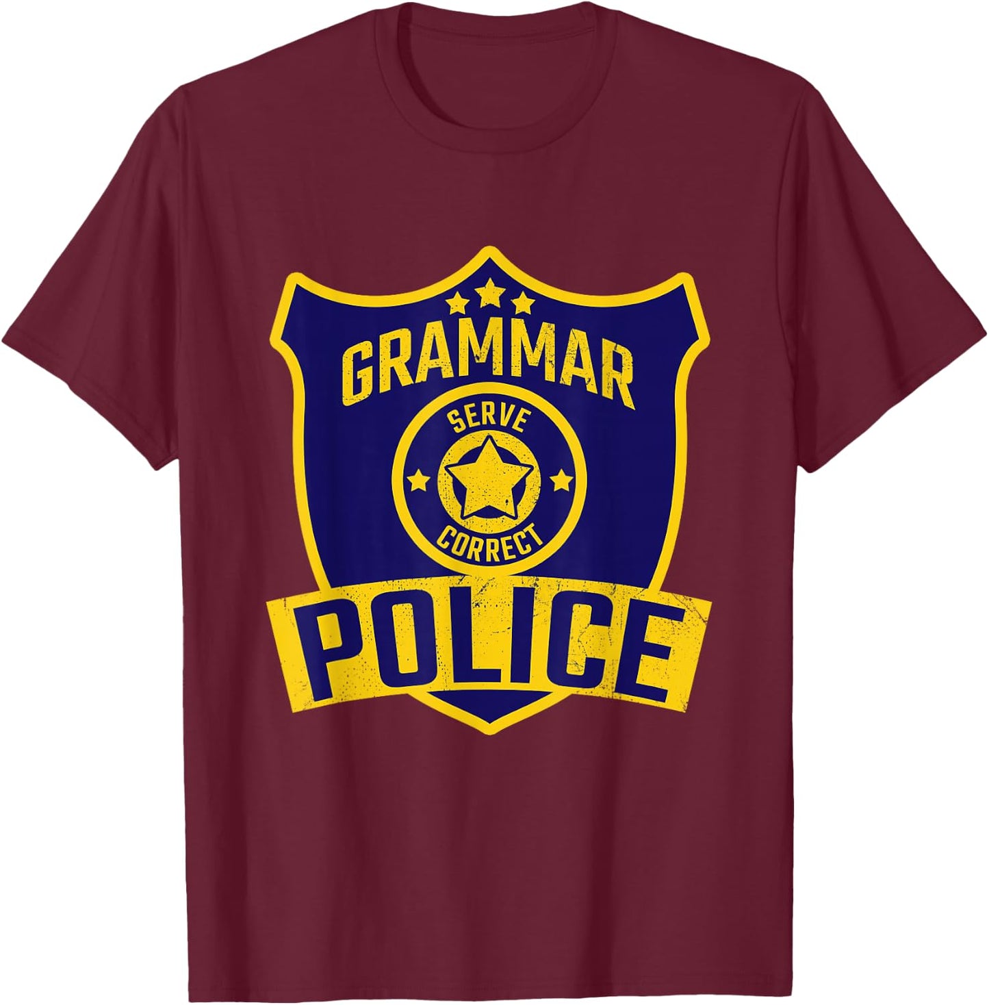 Grammar Police Costume T-Shirt - T-Shirt | Maroon