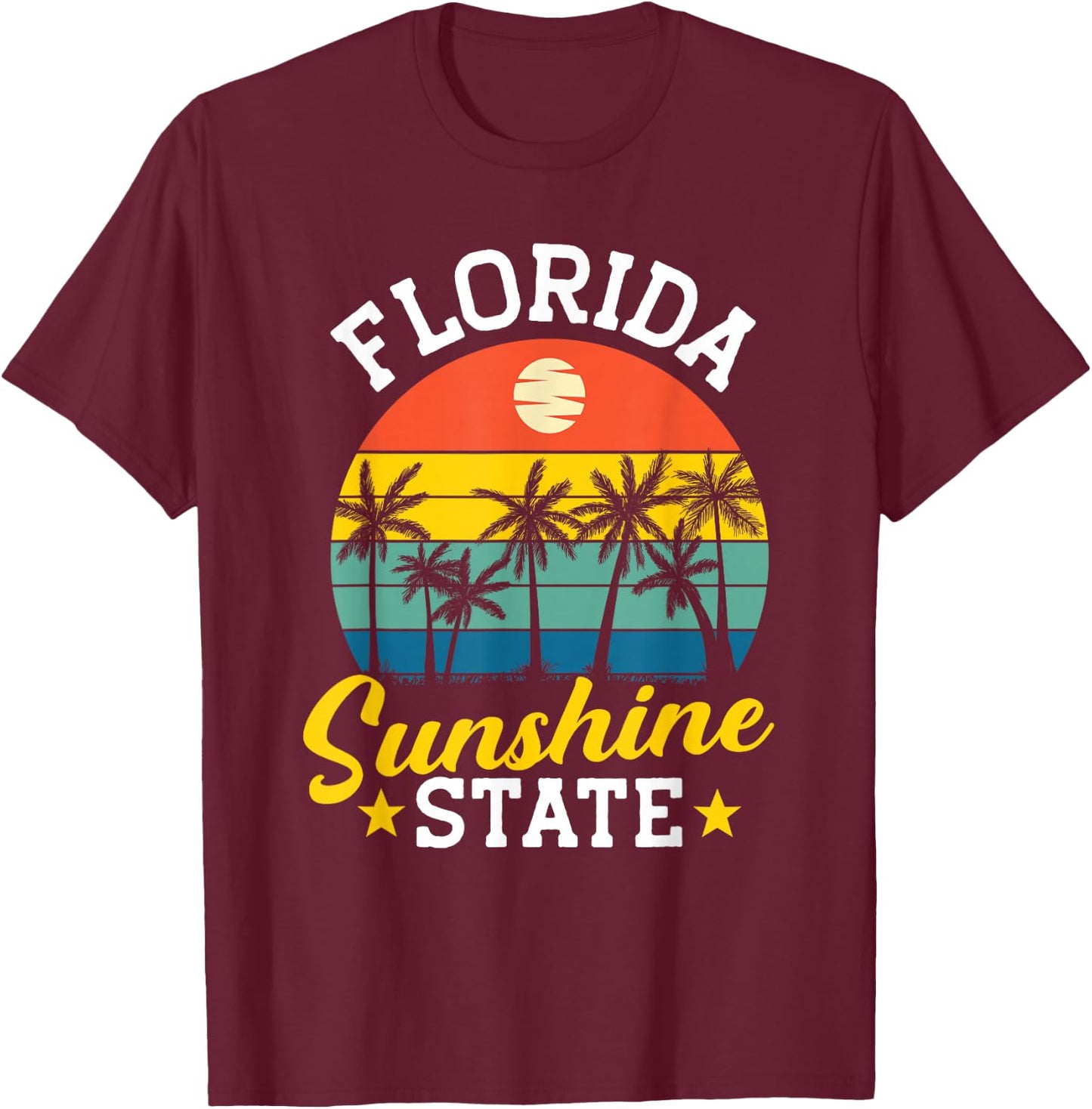 Summer Beach Lover Florida Sunshine State T-Shirt - T-Shirt | Maroon