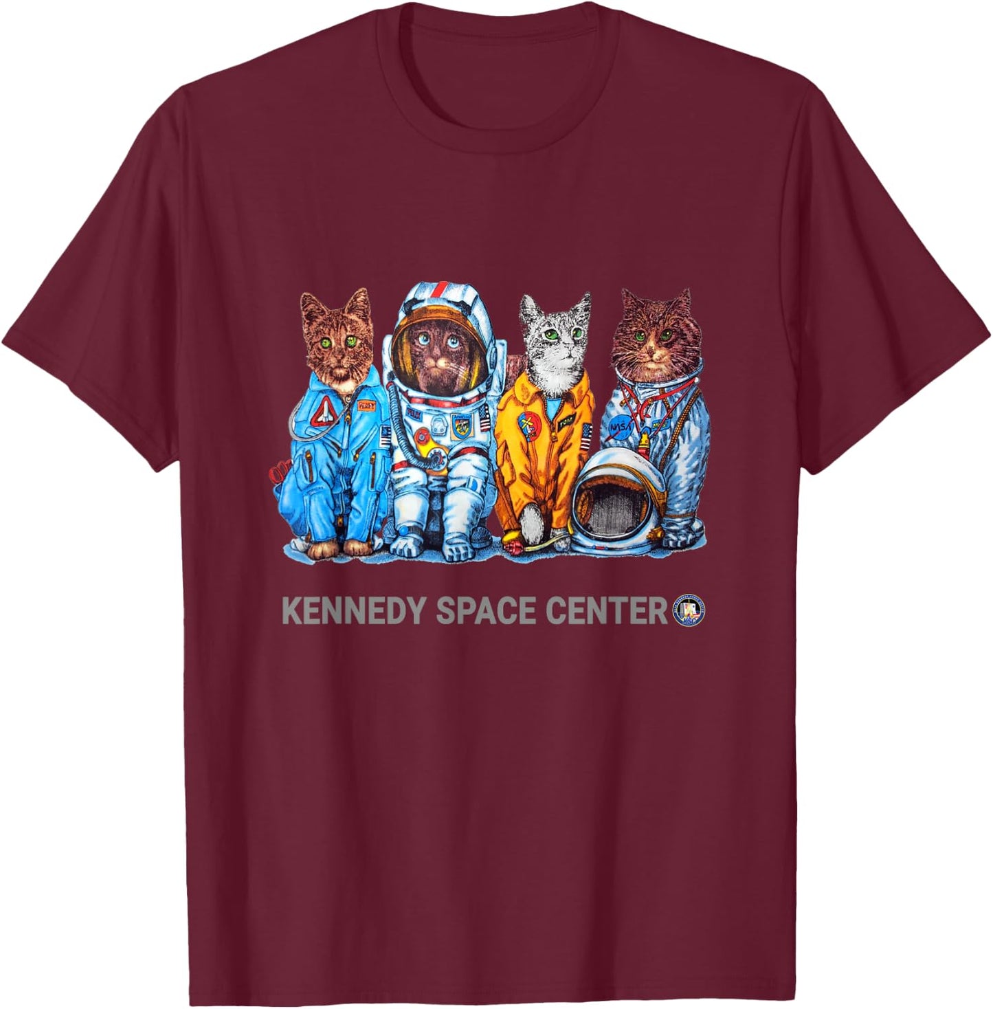 NASA Astronauts Cats Cool on both sides T-Shirt - T-Shirt | Maroon