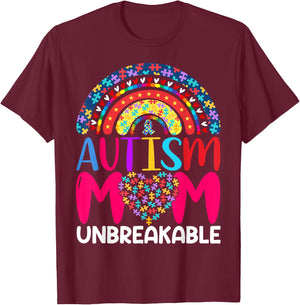 Autism Mom Unbreakable , Black T-Shirt - T-Shirt | Maroon