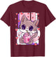 Cute Kawaii Cat Strawberry Milk Anime Neko Shake T-Shirt - T-Shirt | Maroon