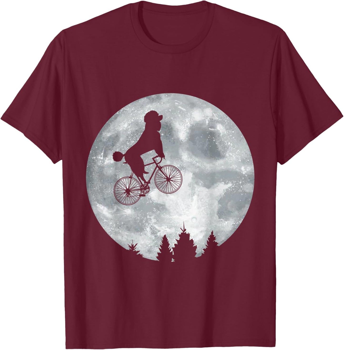 POODLE Riding Moon Bike Halloween Lunar Cycling Cyclist T-Shirt - T-Shirt | Maroon