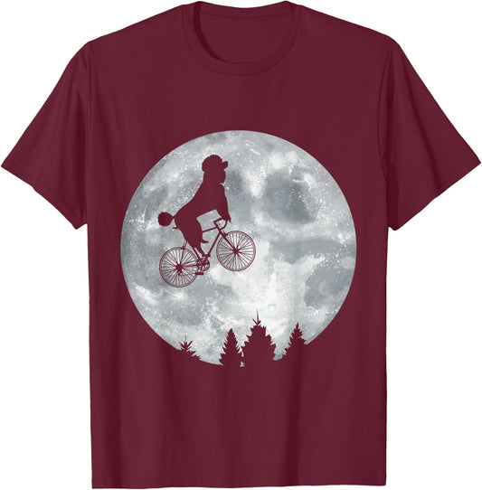 POODLE Riding Moon Bike Halloween Lunar Cycling Cyclist T-Shirt - T-Shirt | Maroon