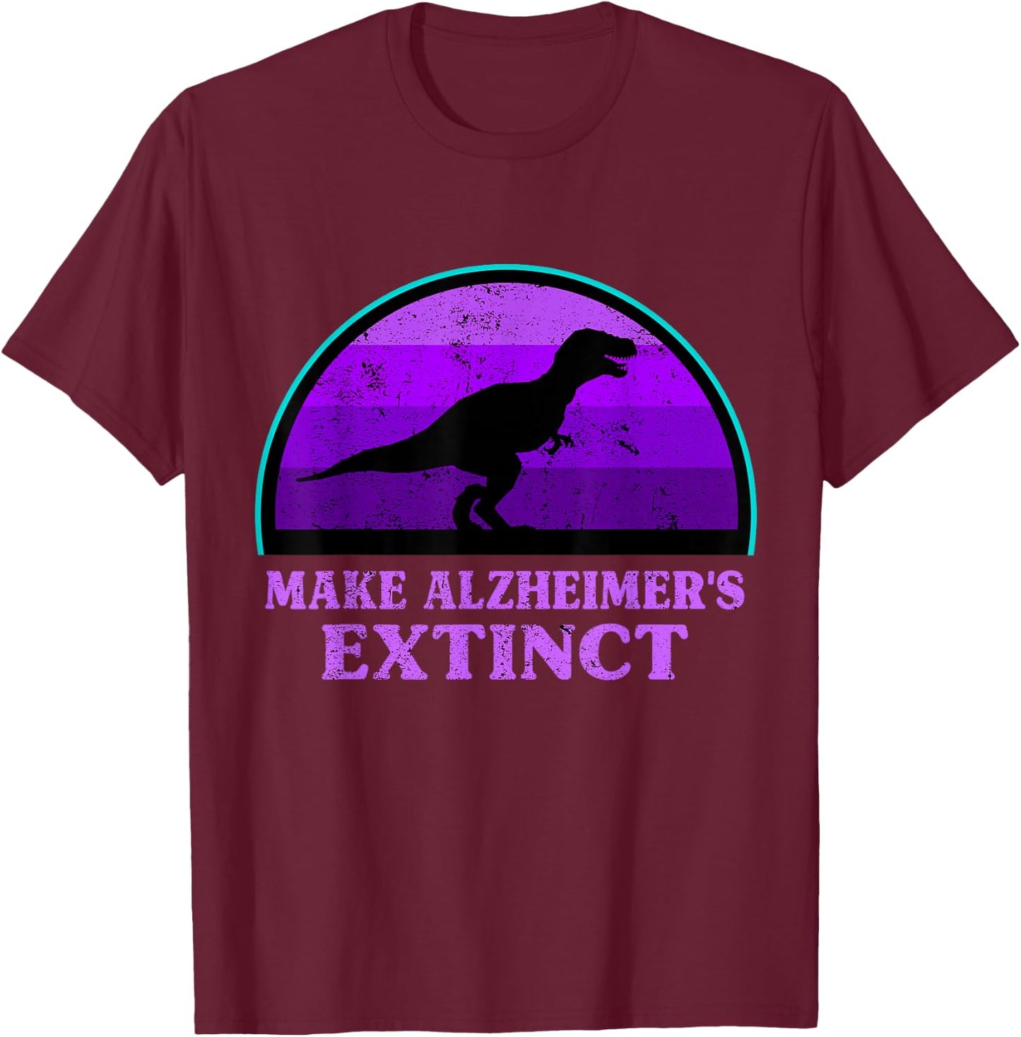 Trex Dinosaur Make Alzheimers Extinct Awareness Kids Toddler T-Shirt - T-Shirt | Maroon