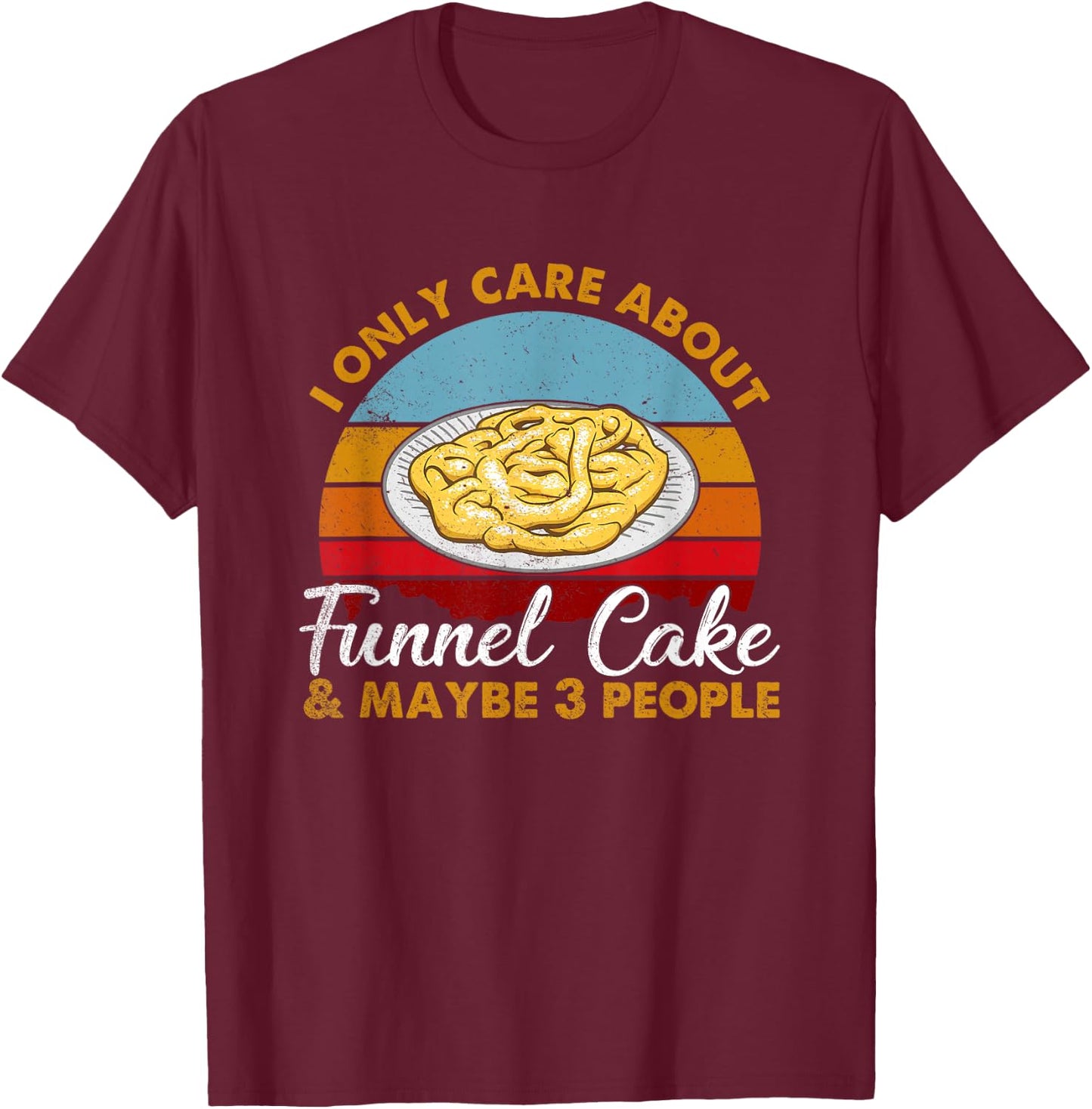 Retro Style Sunset Funnel Cake T-Shirt - T-Shirt | Maroon