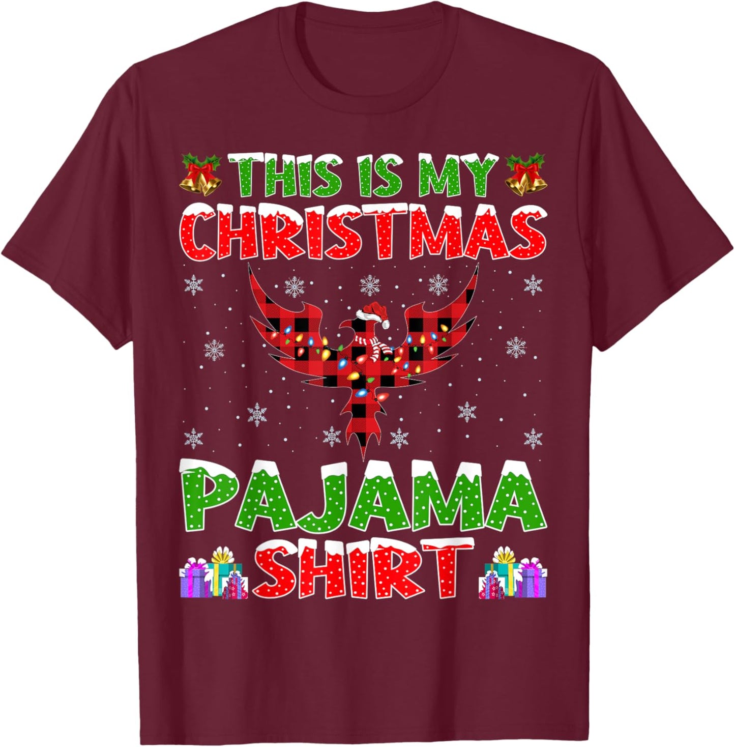 Phoenix Lover Xmas Gift Matching Phoenix Bird Christmas T-Shirt - T-Shirt | Maroon