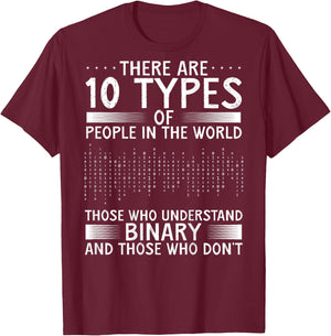 There Are 10 Types Of People In The World Those Who | Coding T-Shirt - T-Shirt | Maroon