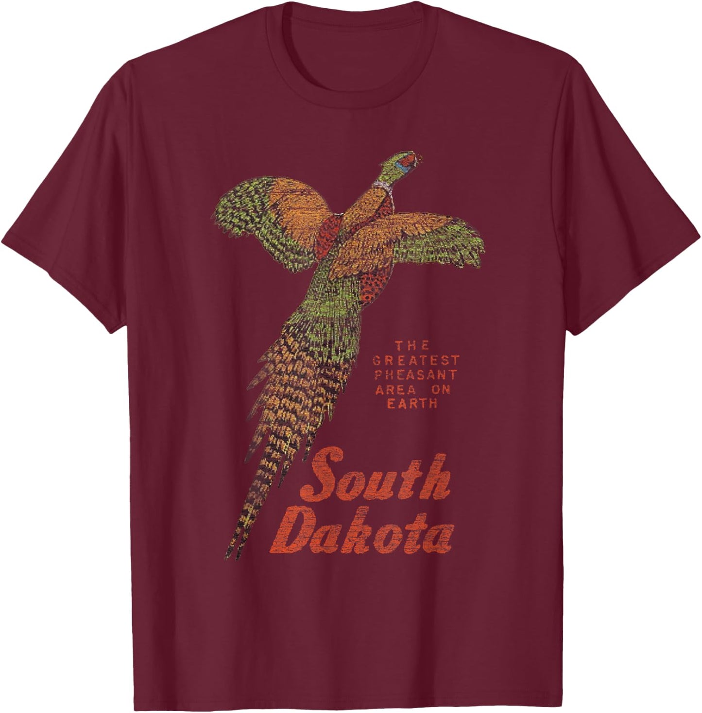Vintage South Dakota Pheasant T-Shirt - T-Shirt | Maroon