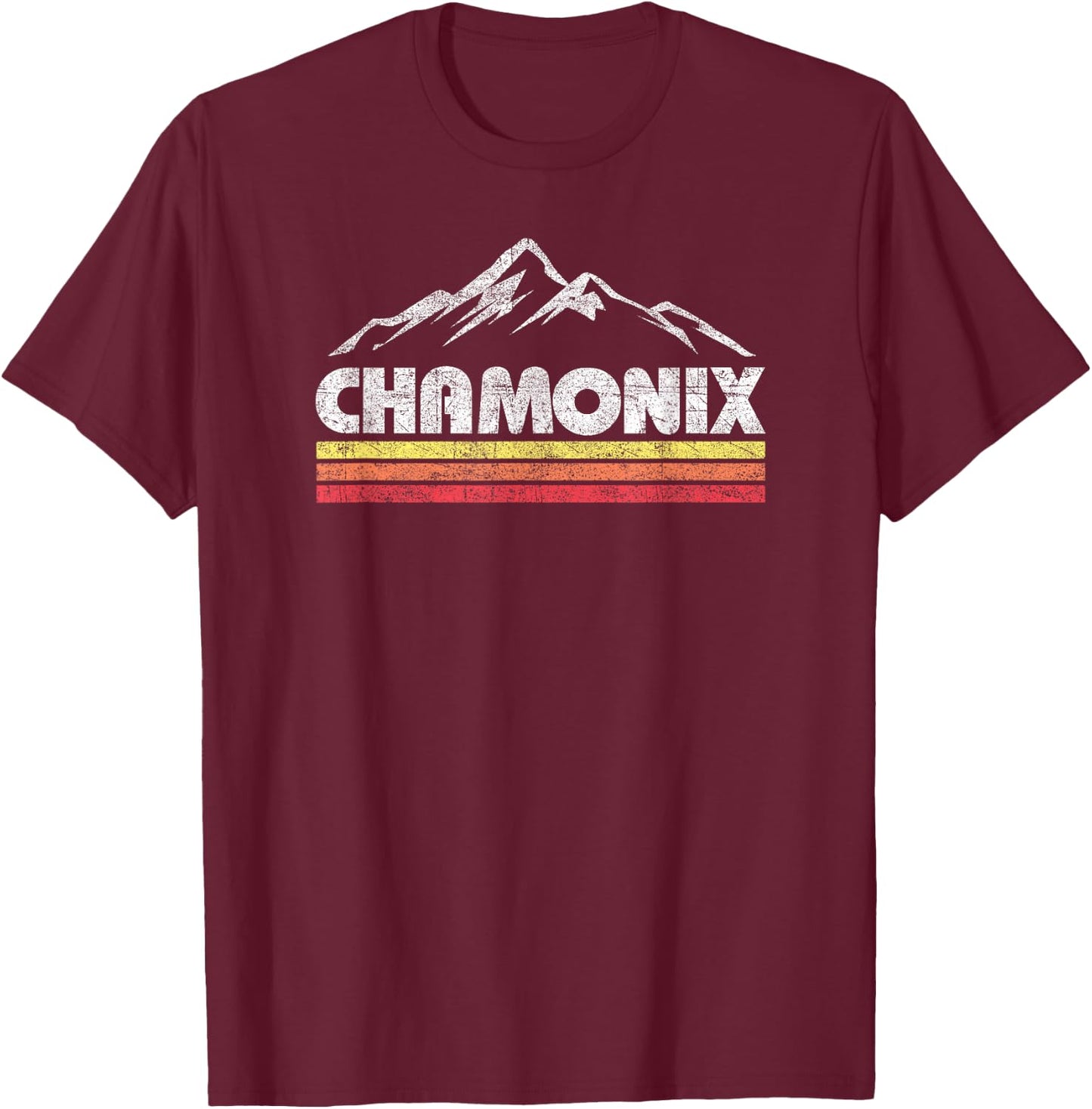 Vintage Chamonix Retro Mountain Souvenir T-Shirt - T-Shirt | Maroon
