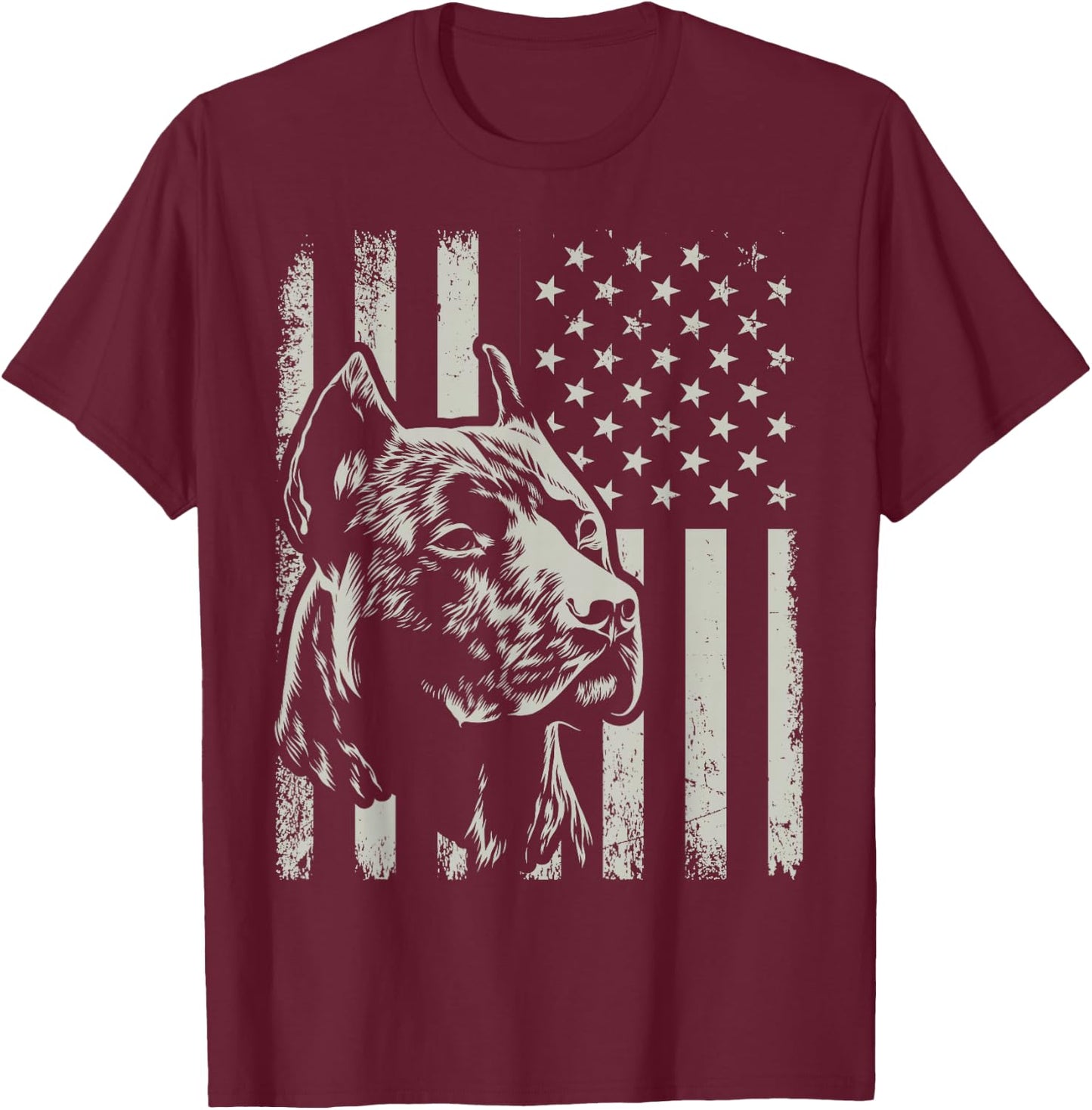Proud Patriotic Pit Bull Owner Lover American Flag T-Shirt - T-Shirt | Maroon