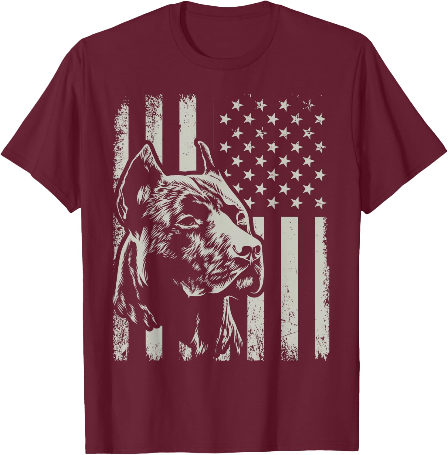 Proud Patriotic Pit Bull Owner Lover American Flag T-Shirt - T-Shirt | Maroon