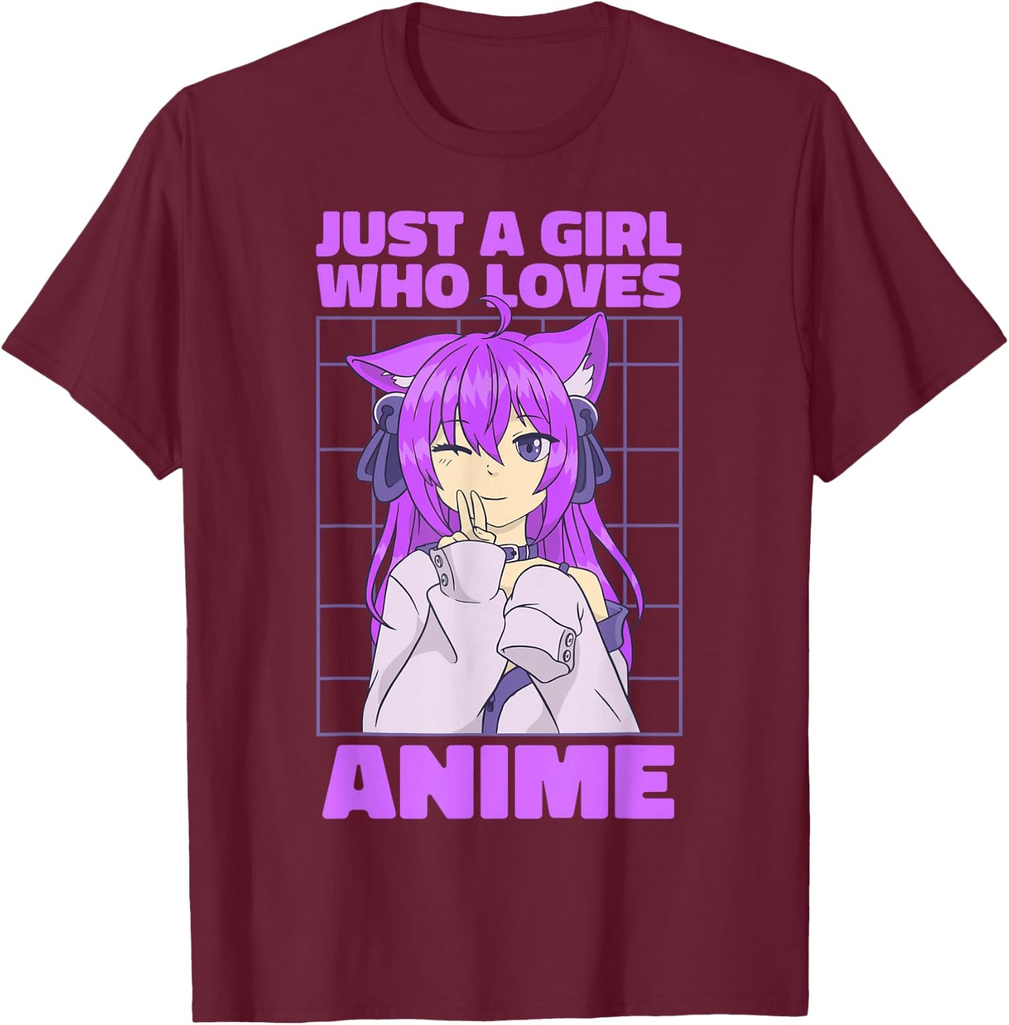 Just A Girl Who Loves Anime. Anime Girl. Anime Merch. Otaku T-Shirt - T-Shirt | Maroon