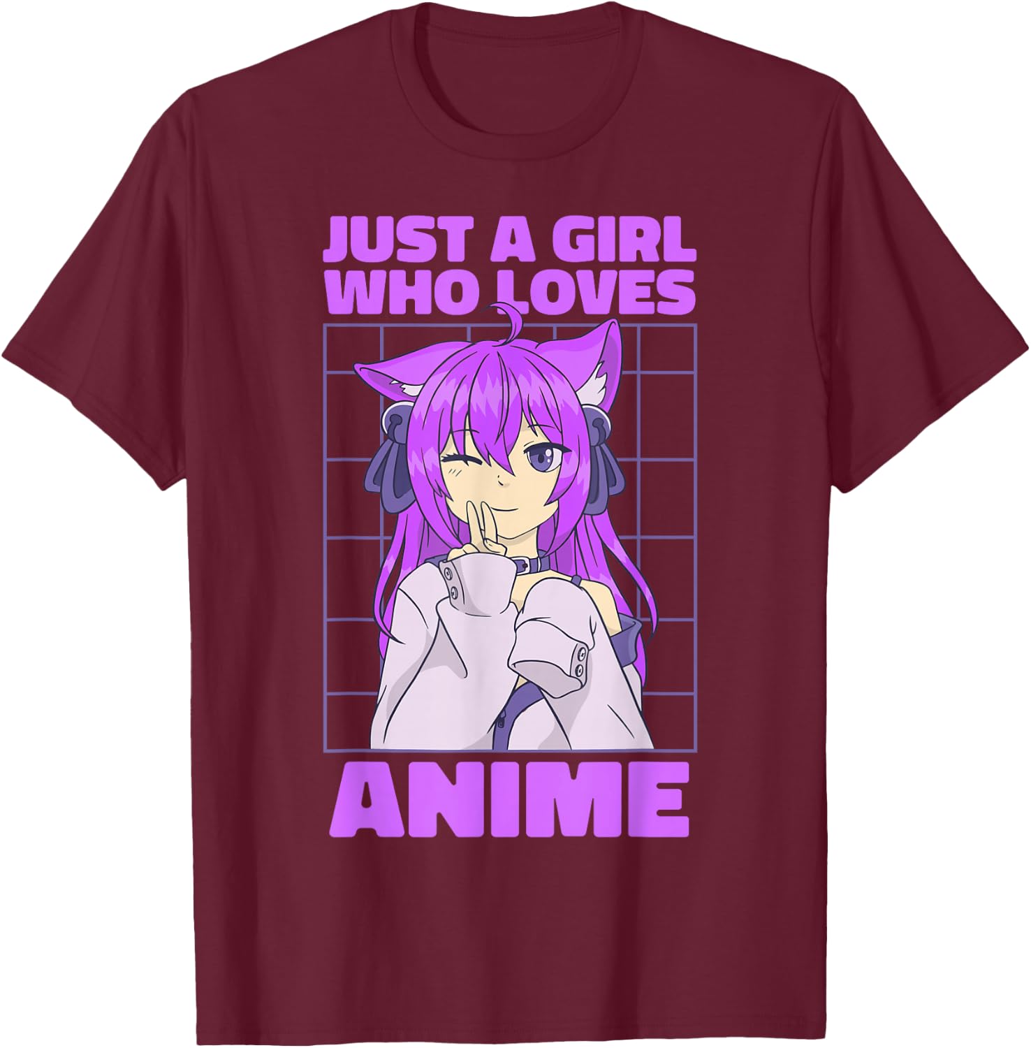 Just A Girl Who Loves Anime. Anime Girl. Anime Merch. Otaku T-Shirt - T-Shirt | Maroon