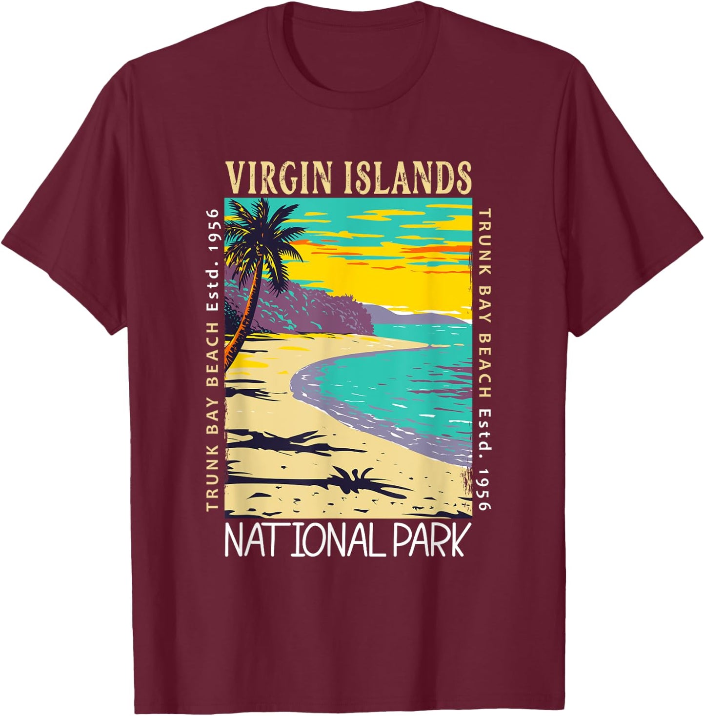 Virgin Islands National Park Distressed Vintage T-Shirt - T-Shirt | Maroon