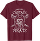 Distressed Work Like A Captain Play Like A Pirate Halloween T-Shirt - T-Shirt | Maroon