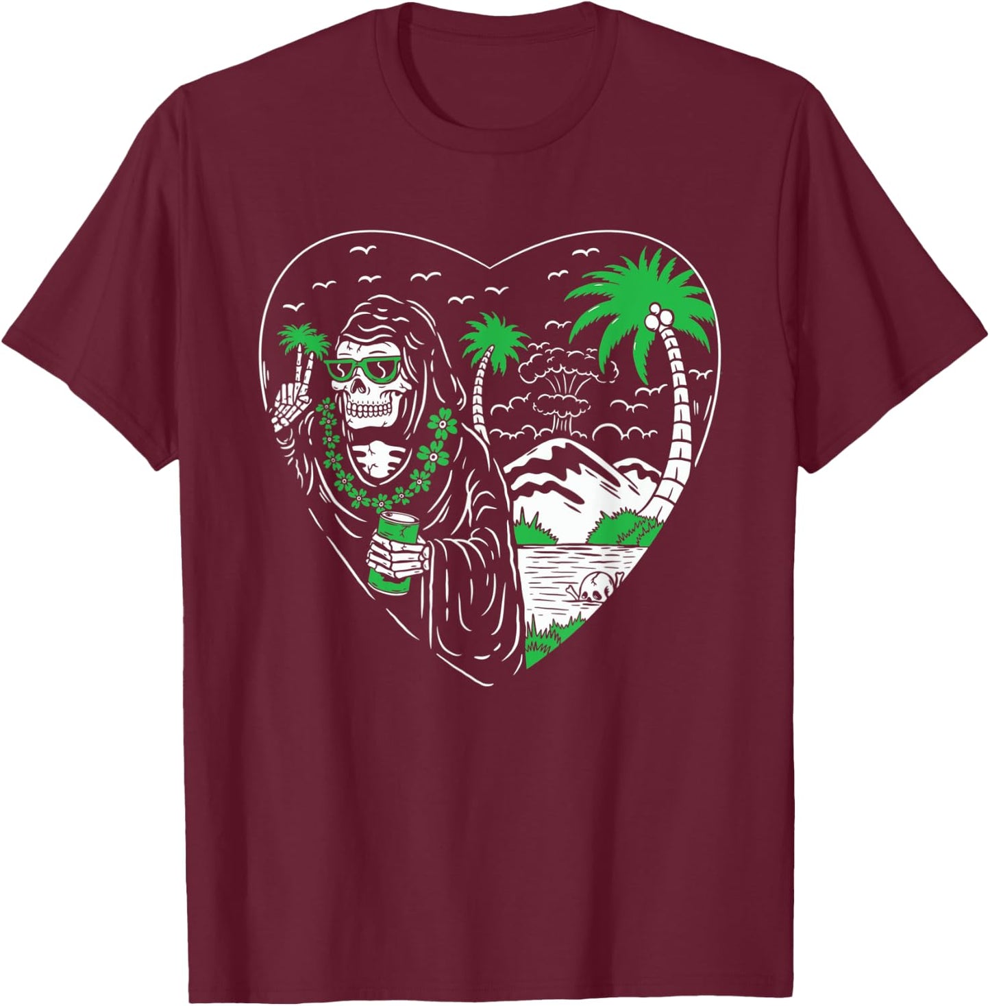 Grim Reaper American Traditional Tattoo Ink Old School Flash T-Shirt - T-Shirt | Maroon