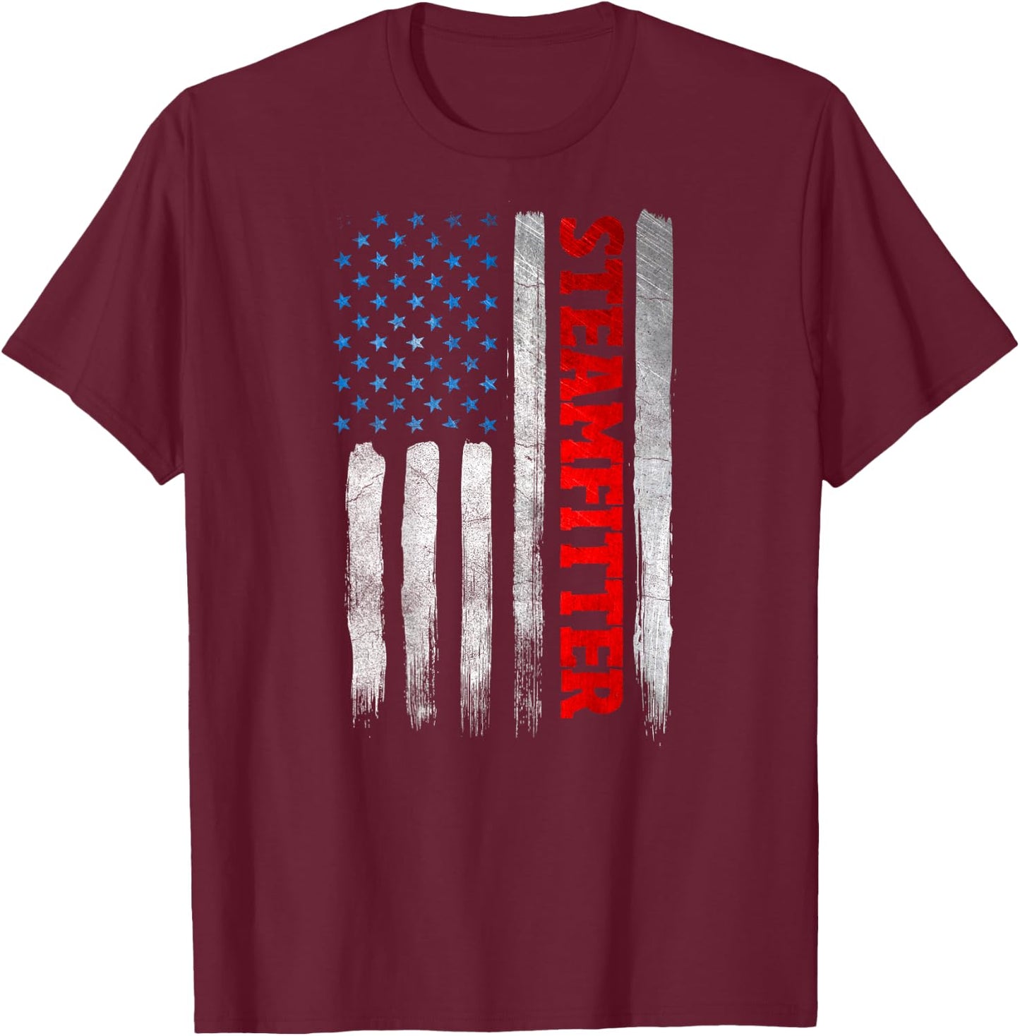 Steamfitter Gifts Patriotic Design On Back Of Clothing Women Men T-Shirt - T-Shirt | Maroon