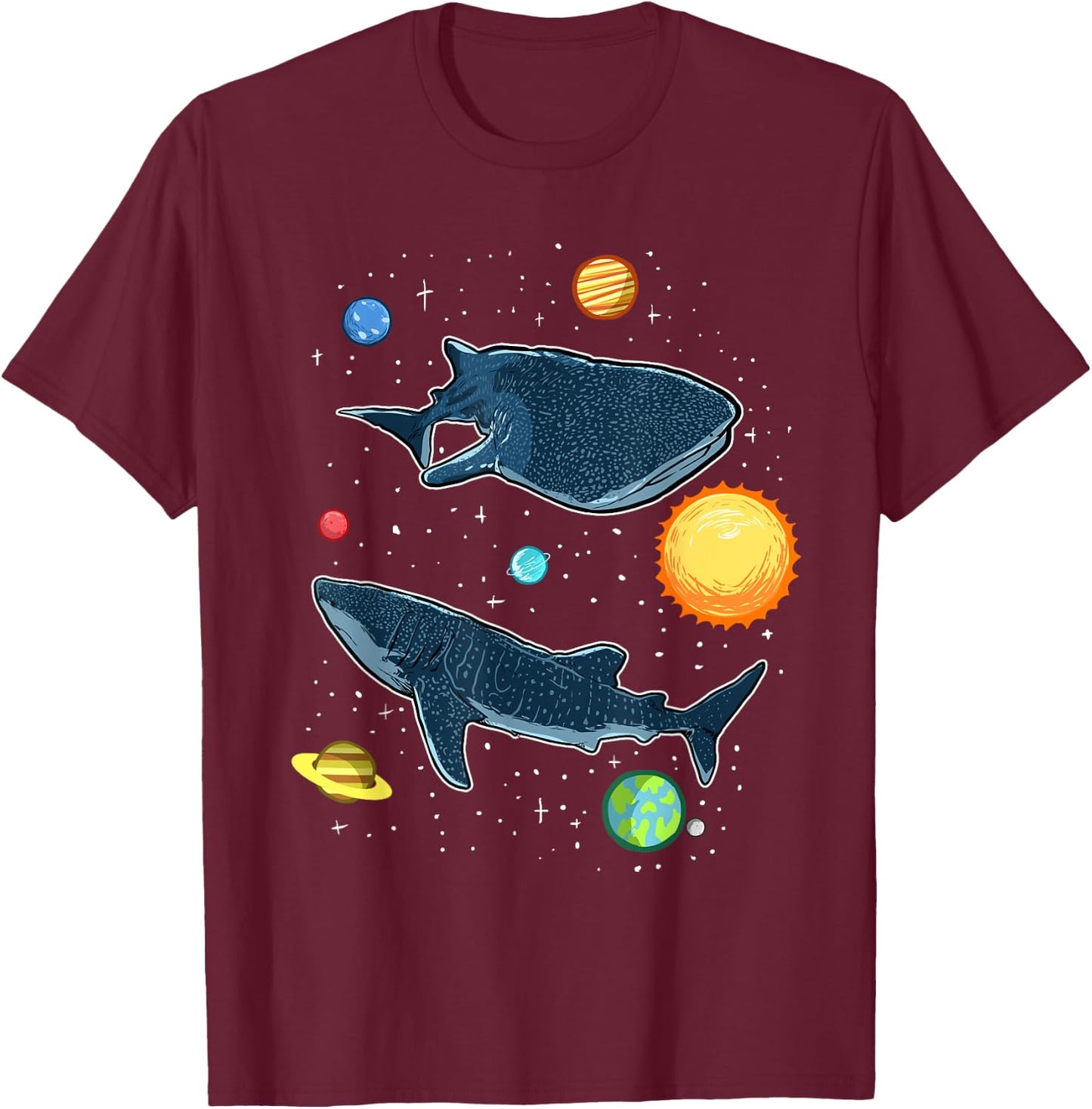 Sharks In The Galaxy Funny Whale Shark Lover T-Shirt - T-Shirt | Maroon