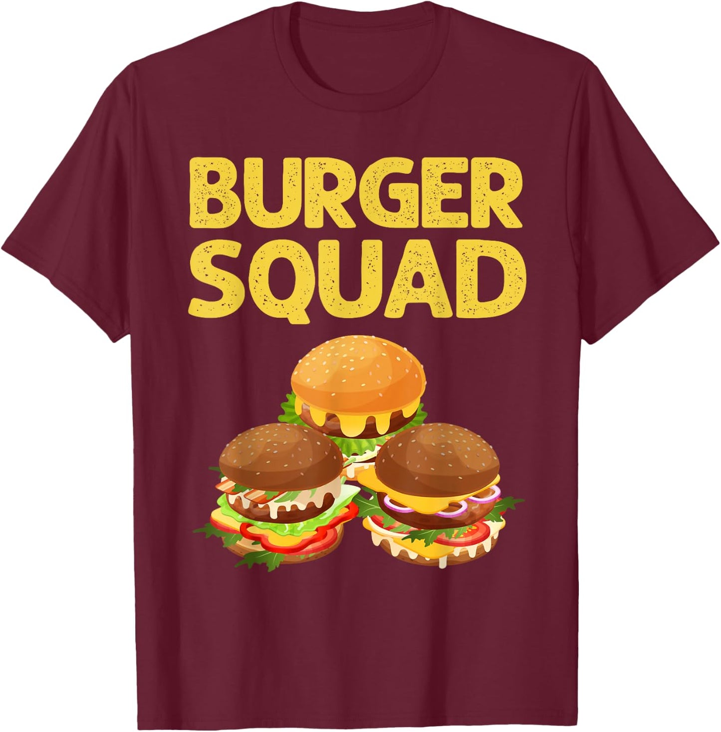 Cool Hamburger Art Men Women Cheeseburger Fast Food Burger T-Shirt - T-Shirt | Maroon