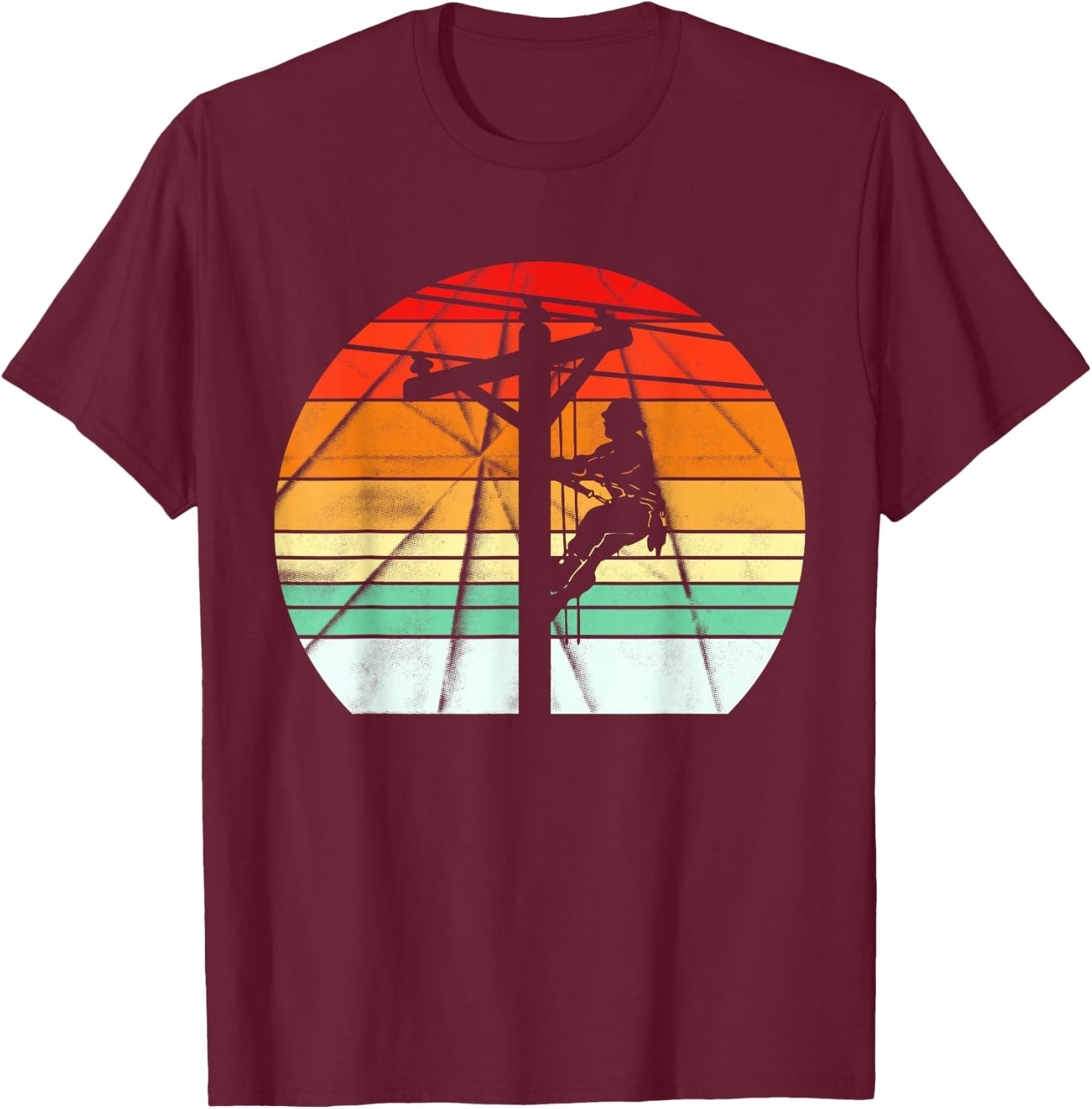 Lineman Retro Style Electrician Support Your Local Pole T-Shirt - T-Shirt | Maroon
