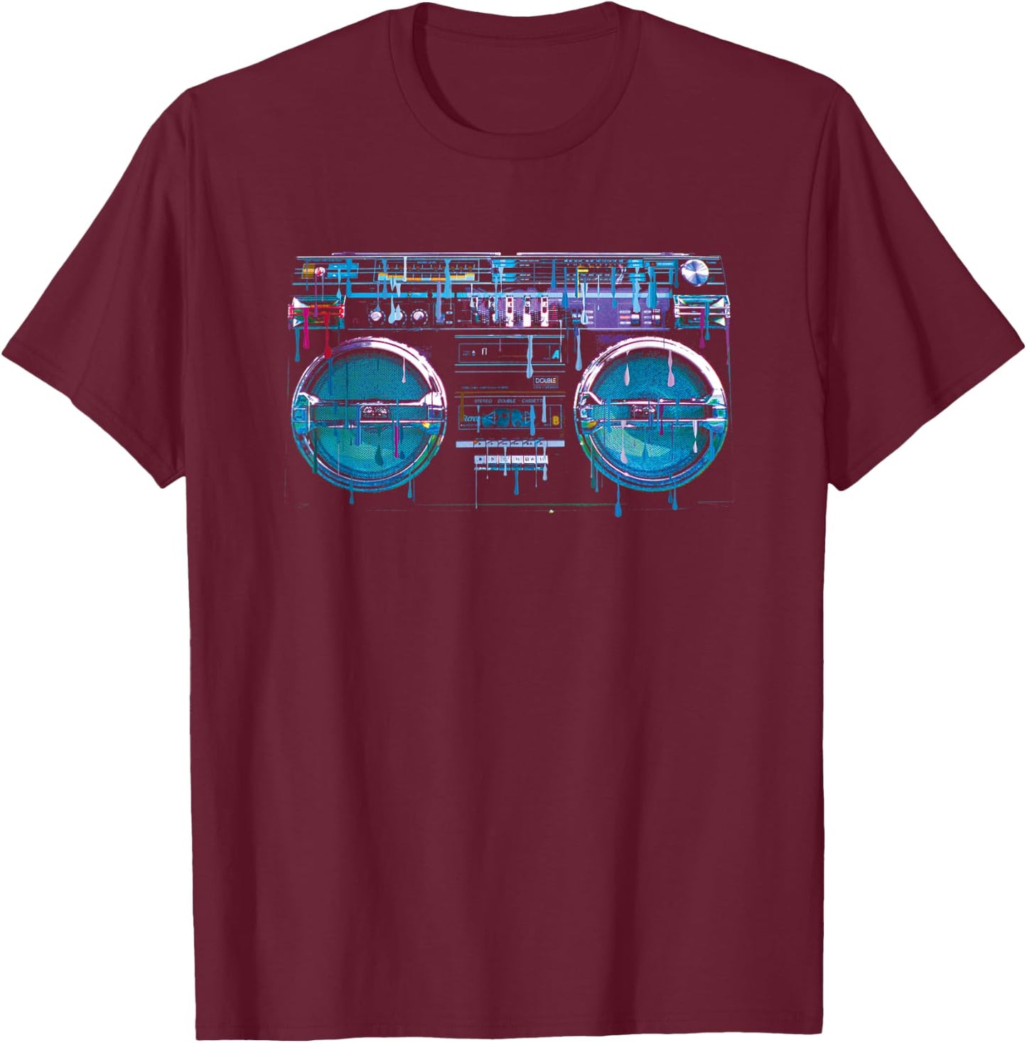 Retro Ghetto Blaster - Boom Box 80's 90's Hip Hip Rap T-Shirt - T-Shirt | Maroon