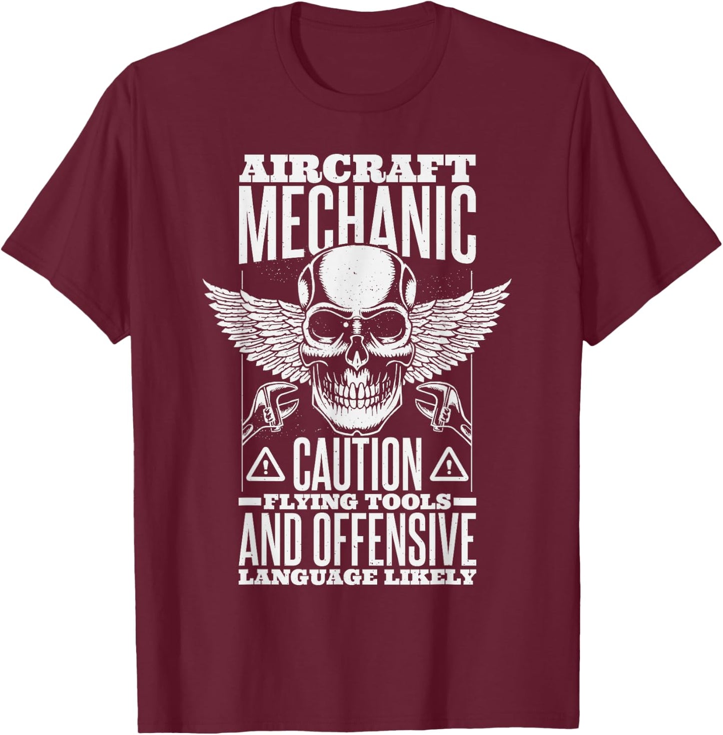 Aircraft Mechanic Flying Tools And Offensive Language, Plane T-Shirt - T-Shirt | Maroon
