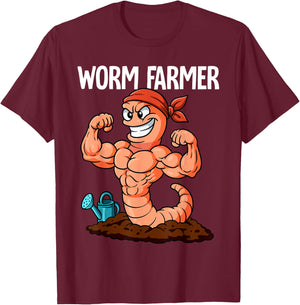 Worm Farmer Vermiculture Gardening Farming Composting T-Shirt - T-Shirt | Maroon