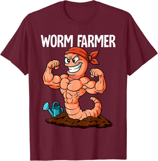 Worm Farmer Vermiculture Gardening Farming Composting T-Shirt - T-Shirt | Maroon