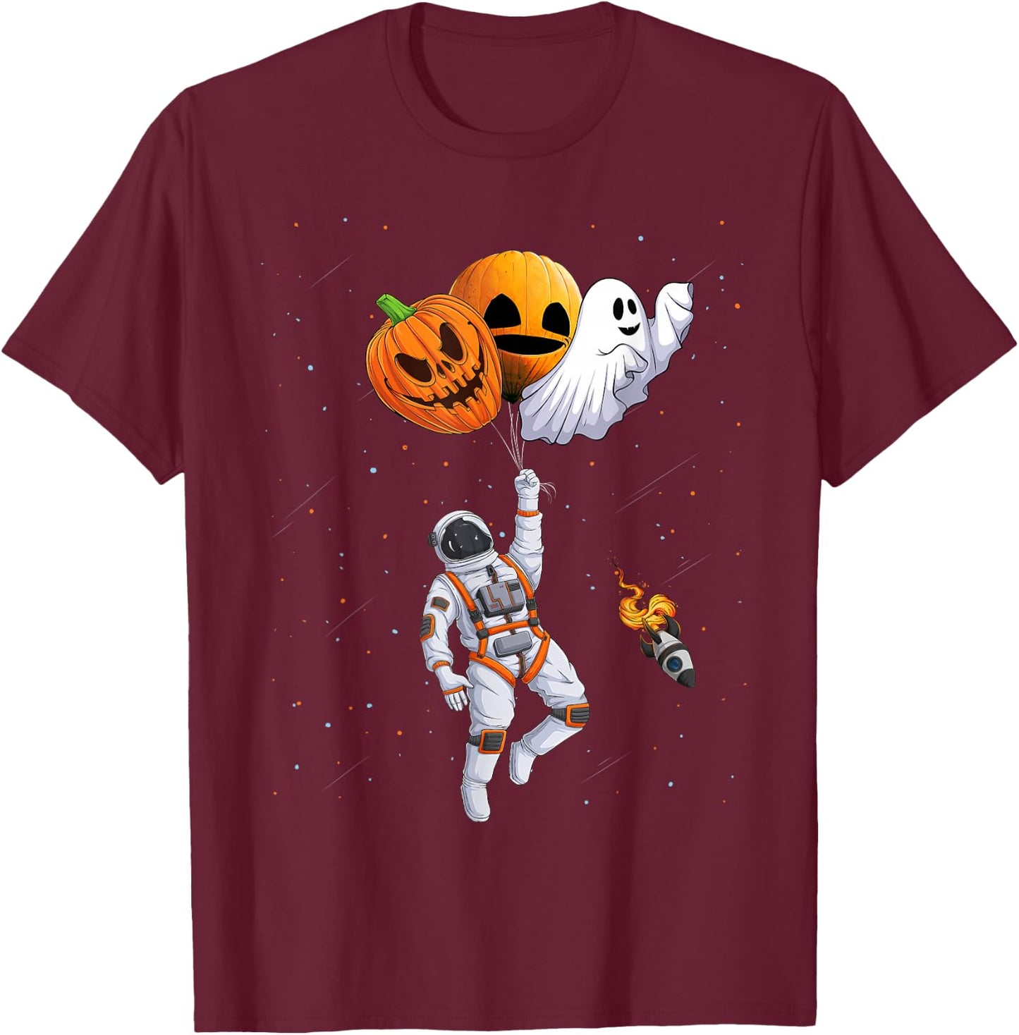 funny kids toddlers jack o lantern Space Astronaut Halloween T-Shirt - T-Shirt | Maroon