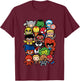 Kids Marvel Heroes and Villains Team Kawaii Kids Graphic T-Shirt - T-Shirt | Maroon