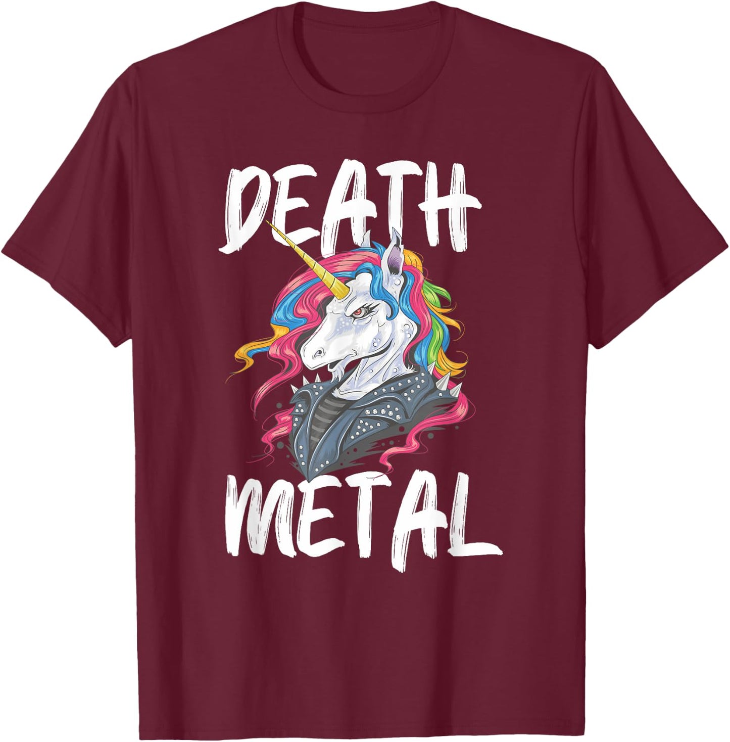 Unicorn Death Metal Rocker Go To Hell Funny Gift T-Shirt - T-Shirt | Maroon