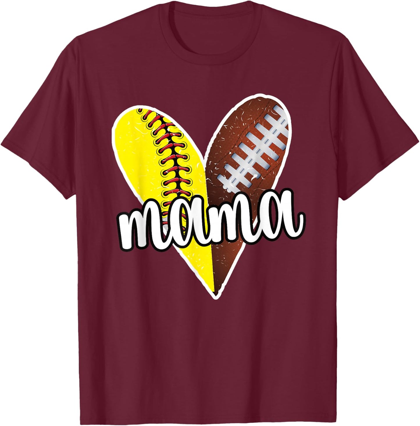 Baller Mama Proud Softball Football Player Ball Mom T-Shirt - T-Shirt | Maroon